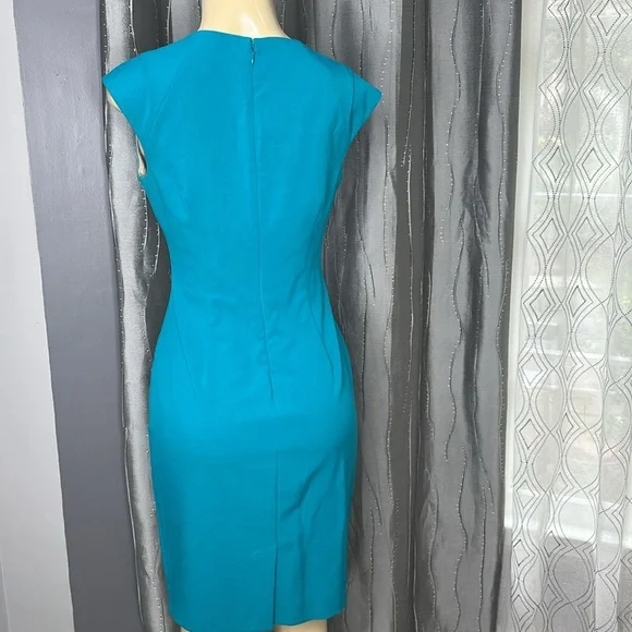 Calvin Klein Teal Mini Dress,sleeveless Sz 4 - Picture 4 of 6